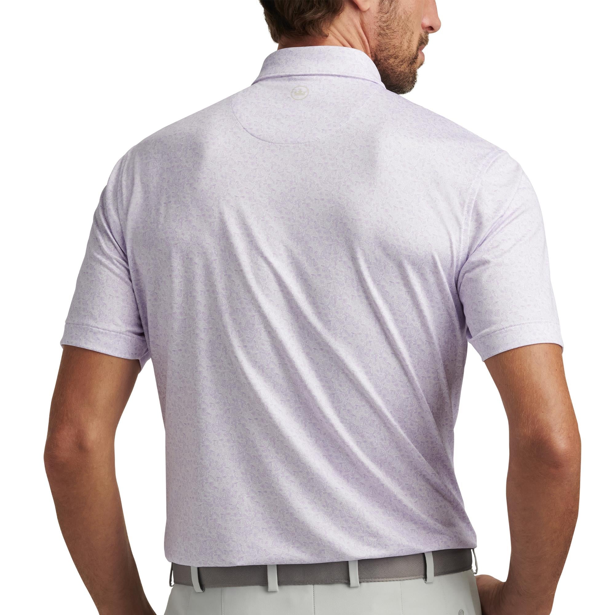 Model back view of Peter Millar Getaway Polo Shirt – Peter Millar golf clothing UK